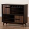 Baxton Studio Margo Walnut Brown and Black Finished Wood Wine Storage Cabinet 163-10442 - alternate 2
